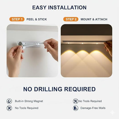 LED Motion Sensor Cabinet Light — Auto On/Off, USB Rechargeable