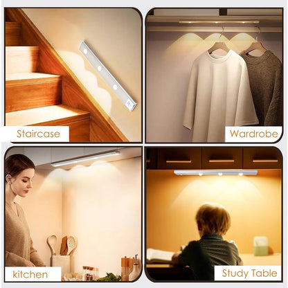 LED Motion Sensor Cabinet Light — Auto On/Off, USB Rechargeable
